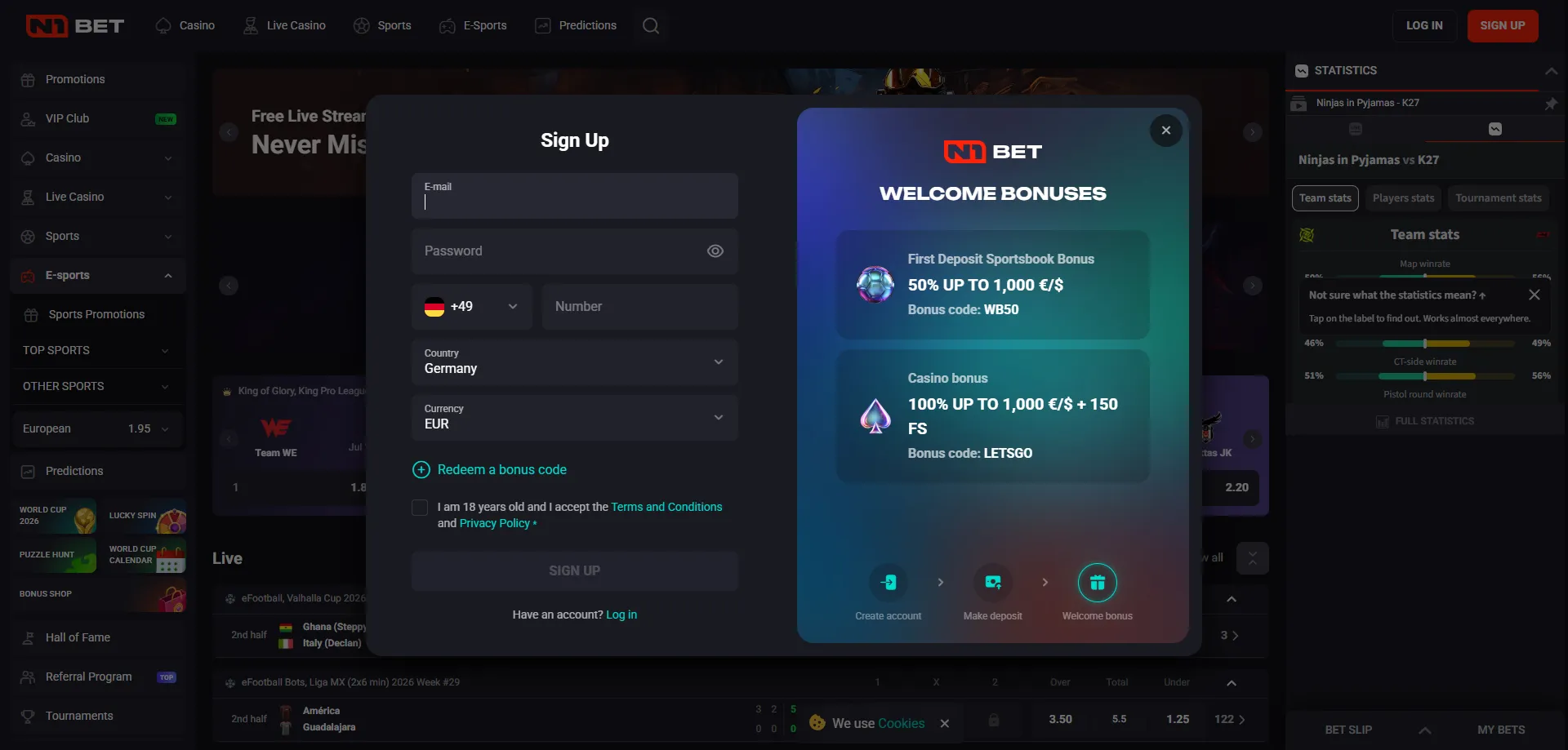 N1Bet Casino AU registration page — sign up to claim welcome bonus